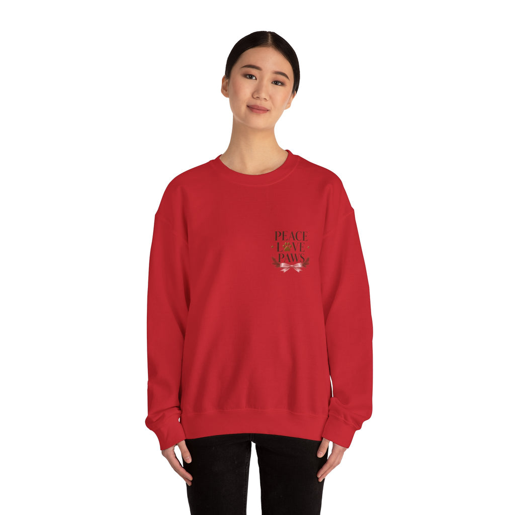 Peace Love Paws Merry Woofmas Christmas Dog Lover Crewneck Sweatshirt