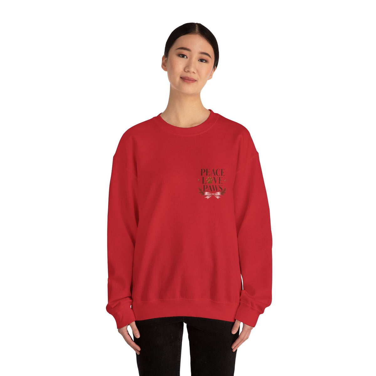 Peace Love Paws Merry Woofmas Christmas Dog Lover Crewneck Sweatshirt