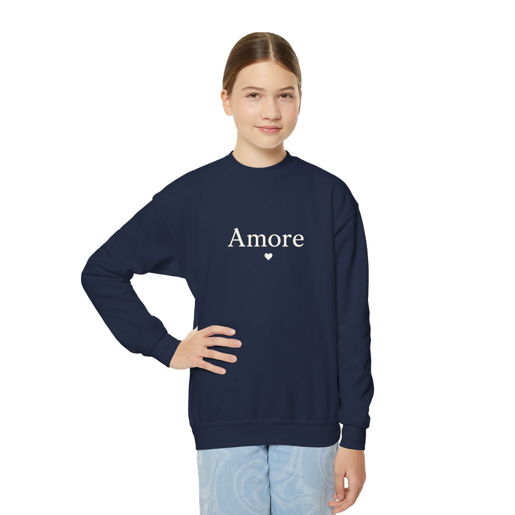 Amore Youth Crewneck Sweatshirt Heart Paw Graphic