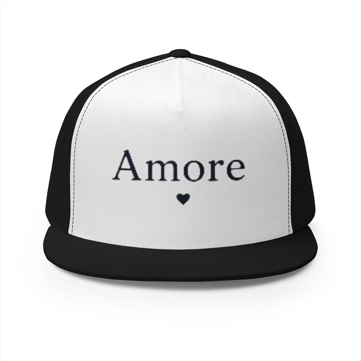 Amore Heart Trucker Hat – Vintage Script Snapback Cap