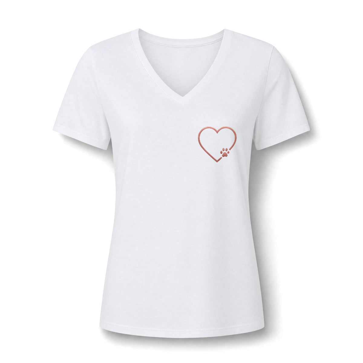 Women's V-Neck Heart Paw Chest Pocket Graphic T-Shirt