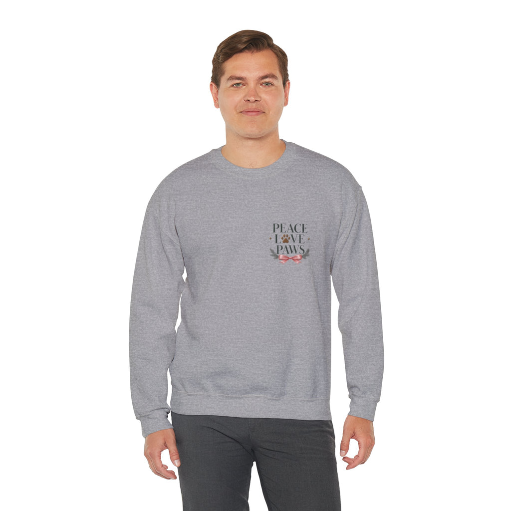 Peace Love Paws Merry Woofmas Christmas Dog Lover Crewneck Sweatshirt