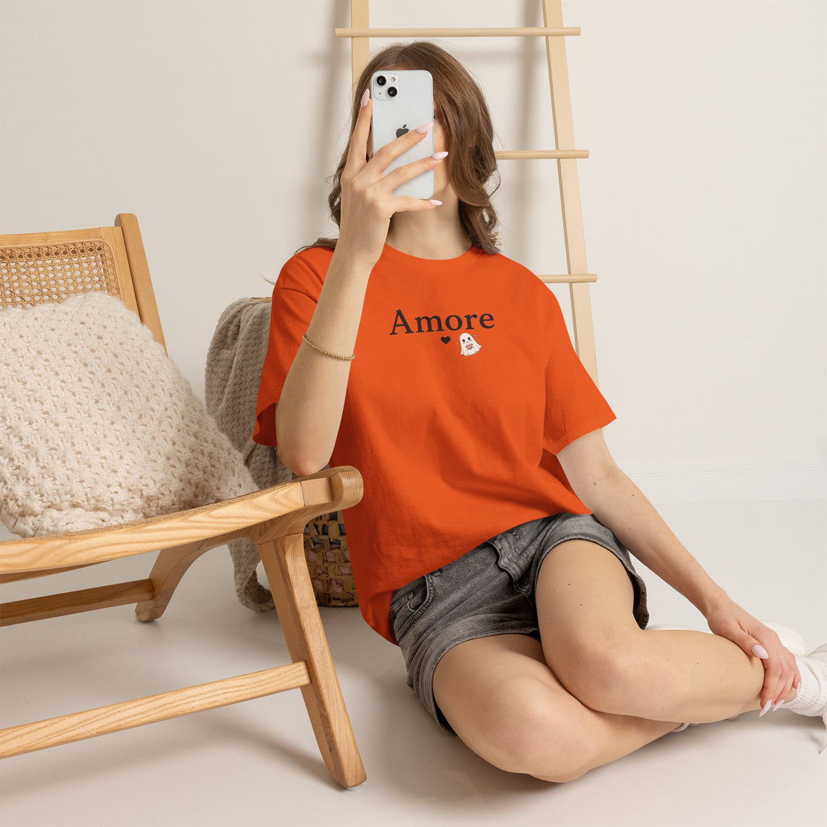 Women's Amore Halloween Icon Palm Trees & Pumpkin Spice Graphic T-Shirt