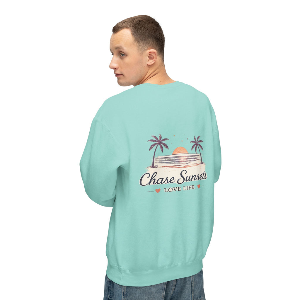 Adult Chase Sunsets Crewneck Sweatshirt Amore Silhouette Graphic