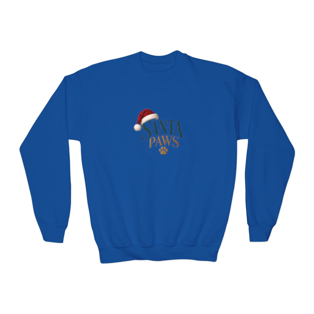 Youth Santa Paws Crewneck Sweatshirt - Dog Lover Design