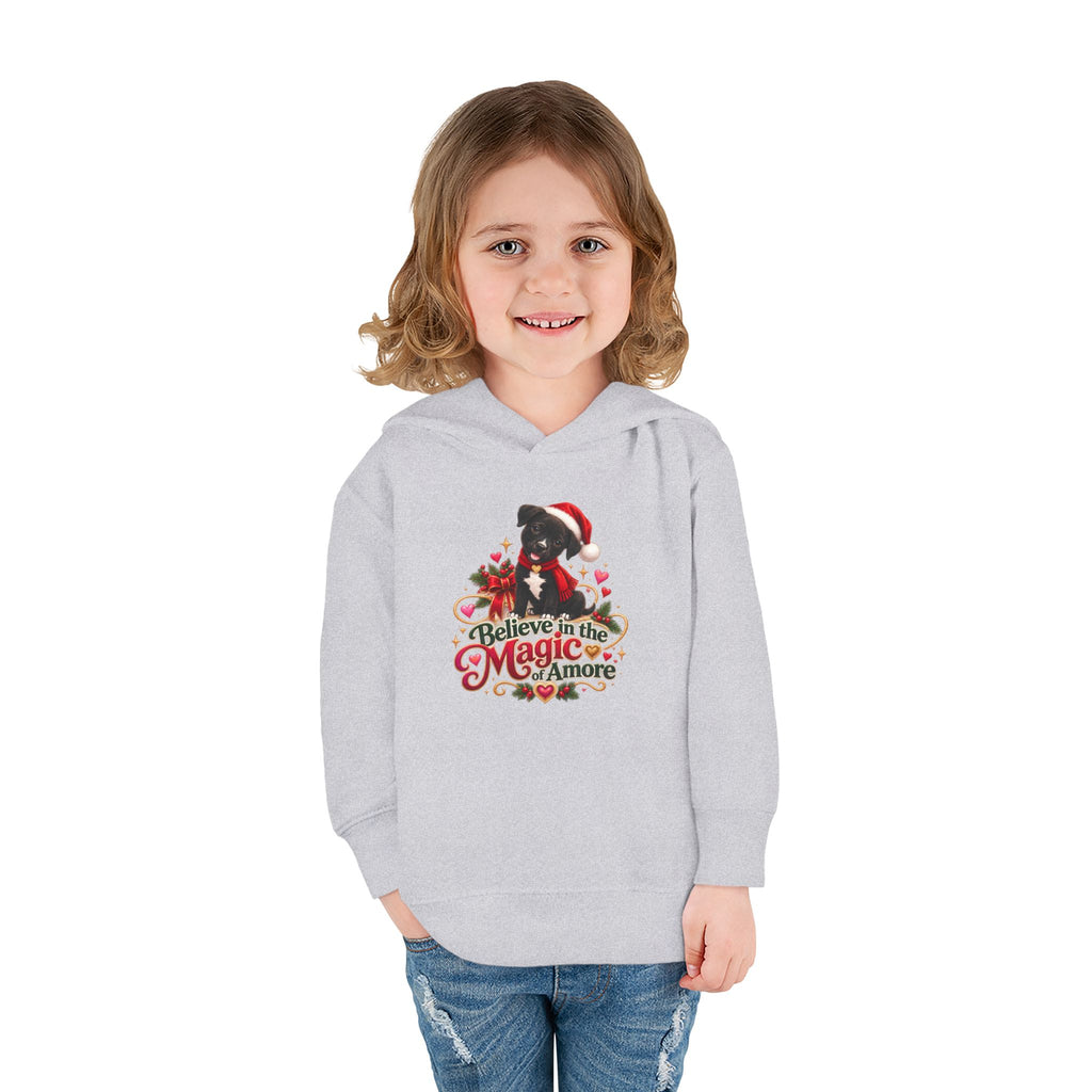 Believe in the Magic of Amoré Christmas Toddler Pullover Hoodie