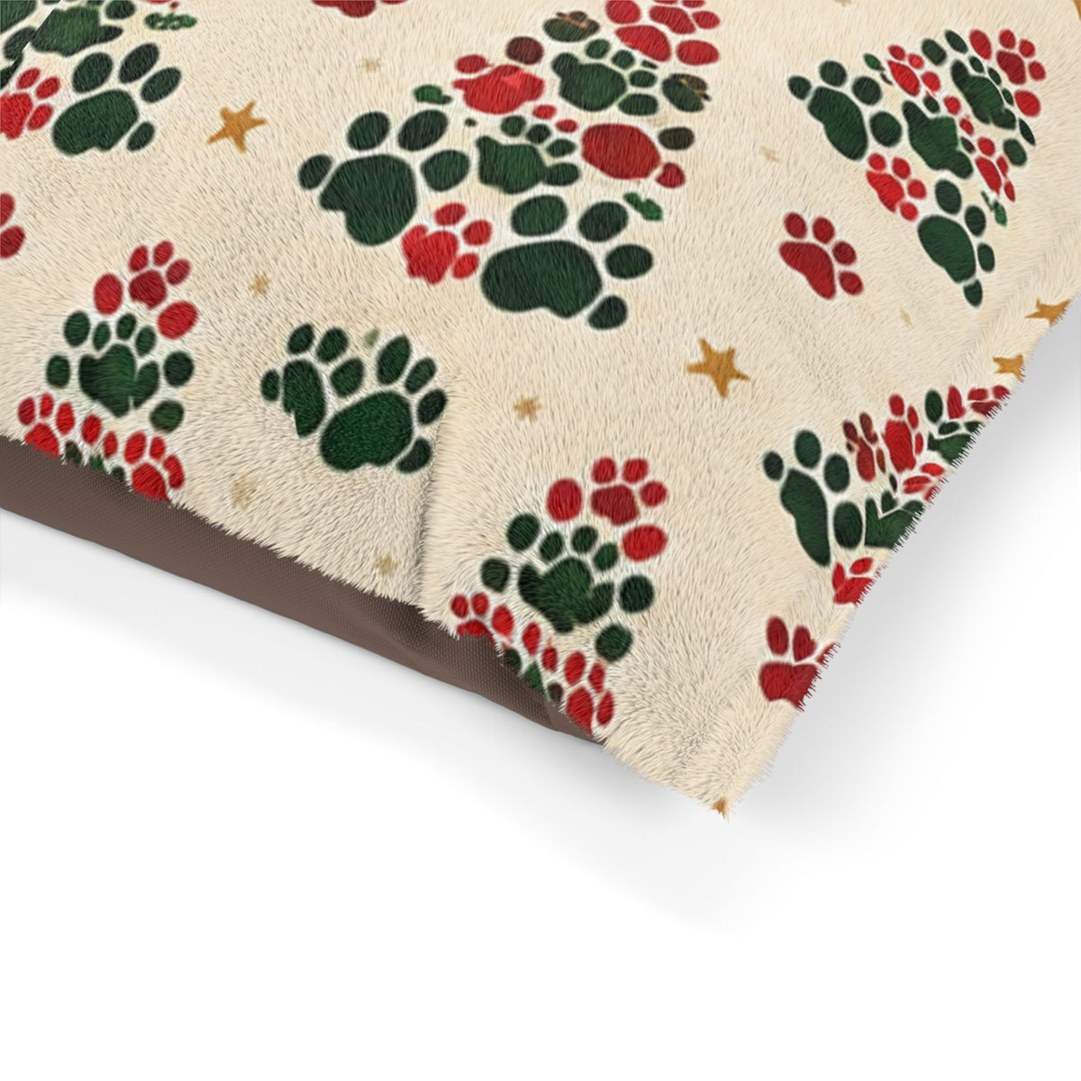 Holiday Paw Print Pet Bed — Festive Christmas Tree Pattern