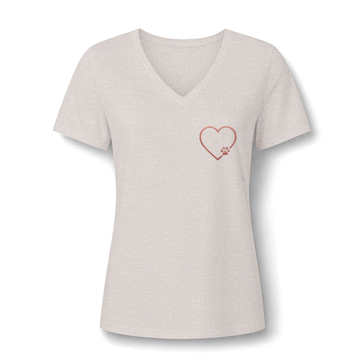 Women's V-Neck Heart Paw Chest Pocket Graphic T-Shirt