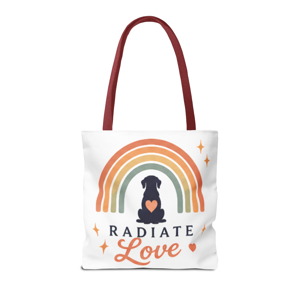 Radiate Love Dog Rainbow Tote Bag
