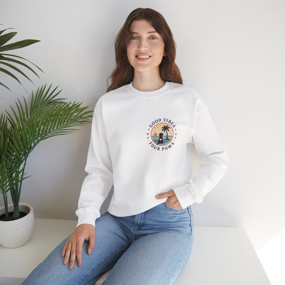 Unisex "Good Vibes" Crewneck Sweatshirt Keep It Simple Retro Camper Van