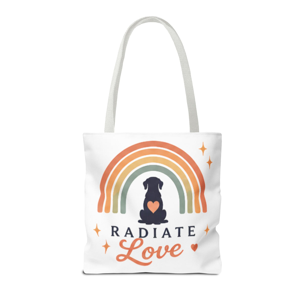 Radiate Love Dog Rainbow Tote Bag