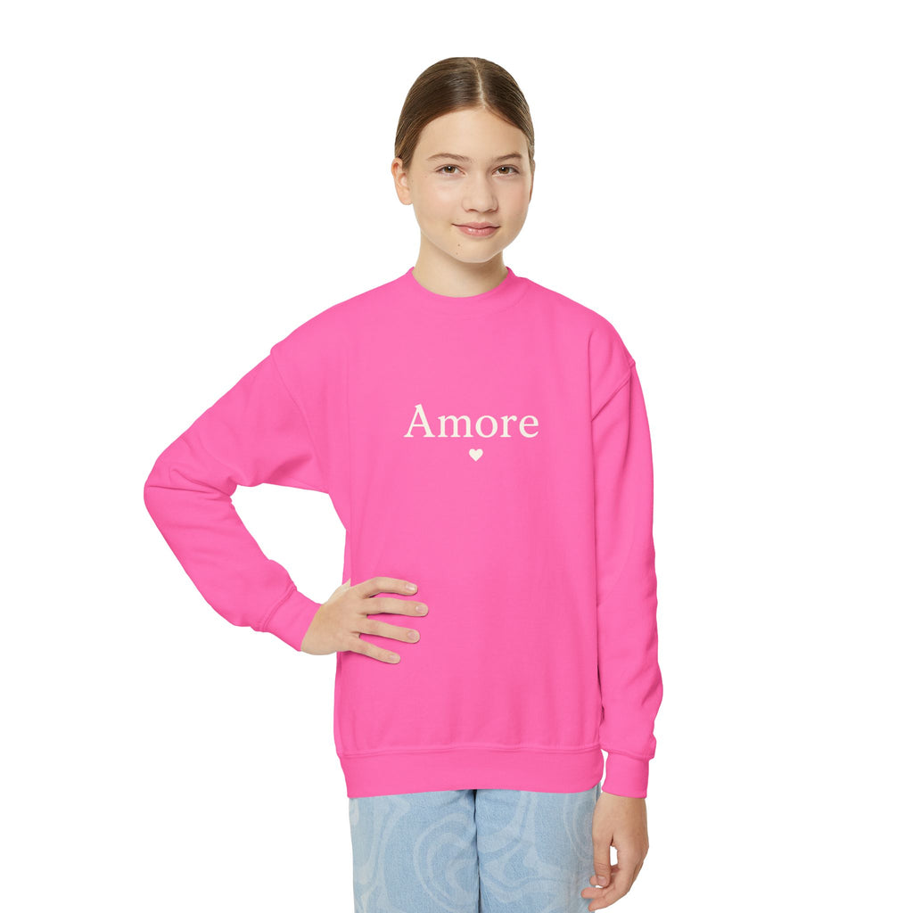 Amore Youth Crewneck Sweatshirt Heart Paw Graphic