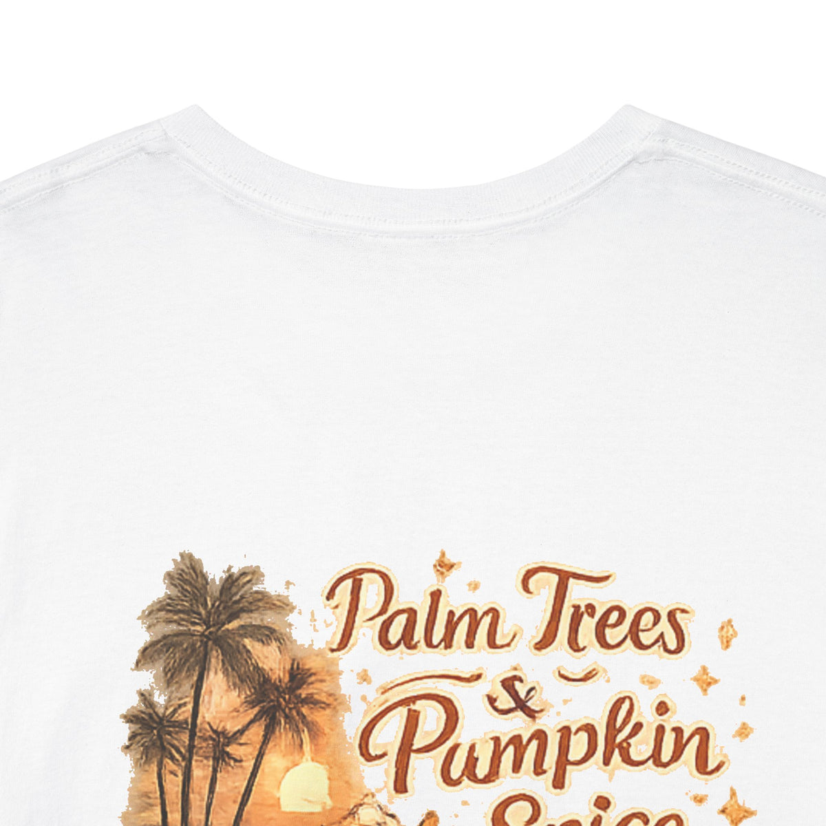Women's Amore Halloween Icon Palm Trees & Pumpkin Spice Graphic T-Shirt