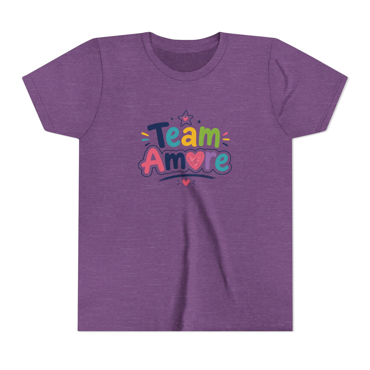 Youth Colorful "Team Amore" with Heart & Puppy Graphic T-Shirt