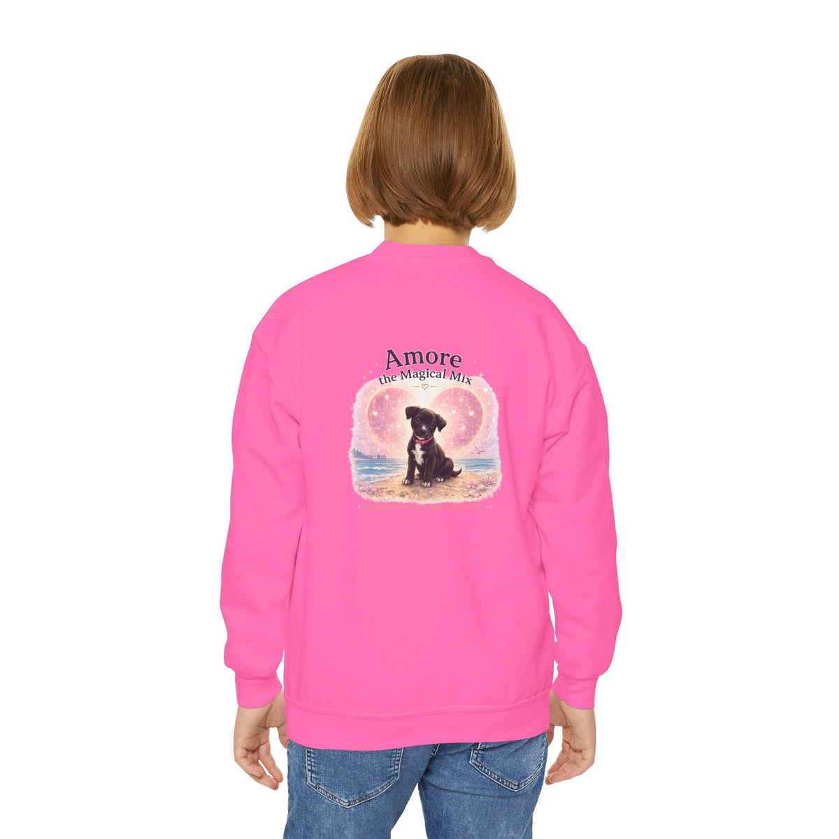 Youth  Amore the Magical Mix Crewneck Sweatshirt Puppy Heart Logo