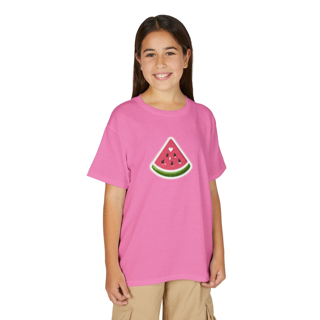 Kids Watermelon Slice T-Shirt with Amore Puppy Back Graphic