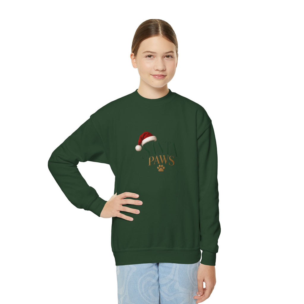 Youth Santa Paws Crewneck Sweatshirt - Dog Lover Design