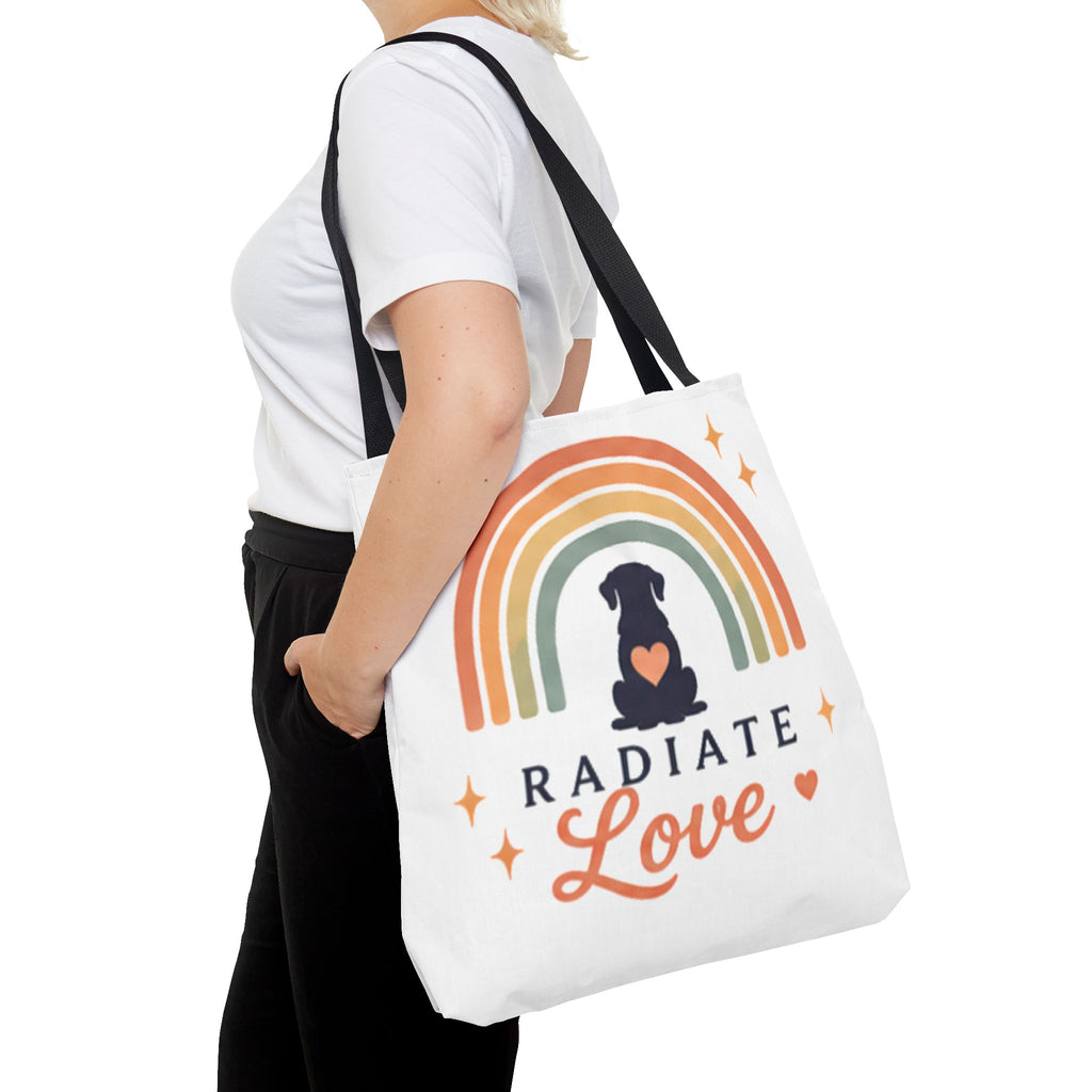 Radiate Love Dog Rainbow Tote Bag