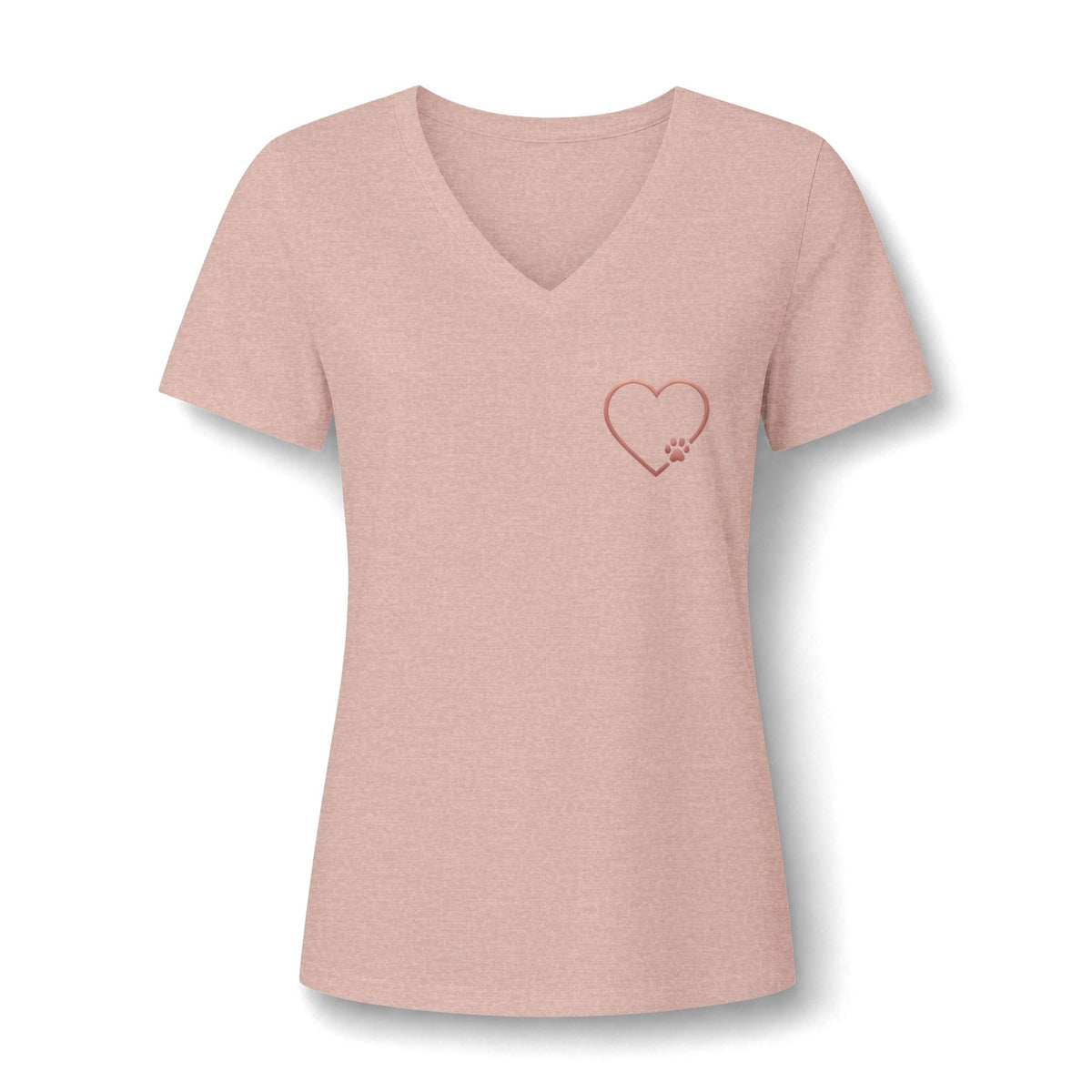 Women's V-Neck Heart Paw Chest Pocket Graphic T-Shirt