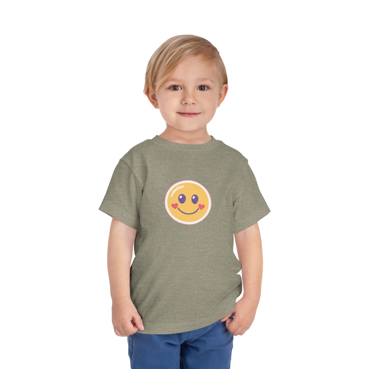 Toddler T-Shirt Smiley Face Be Happy. Be You. Backprint