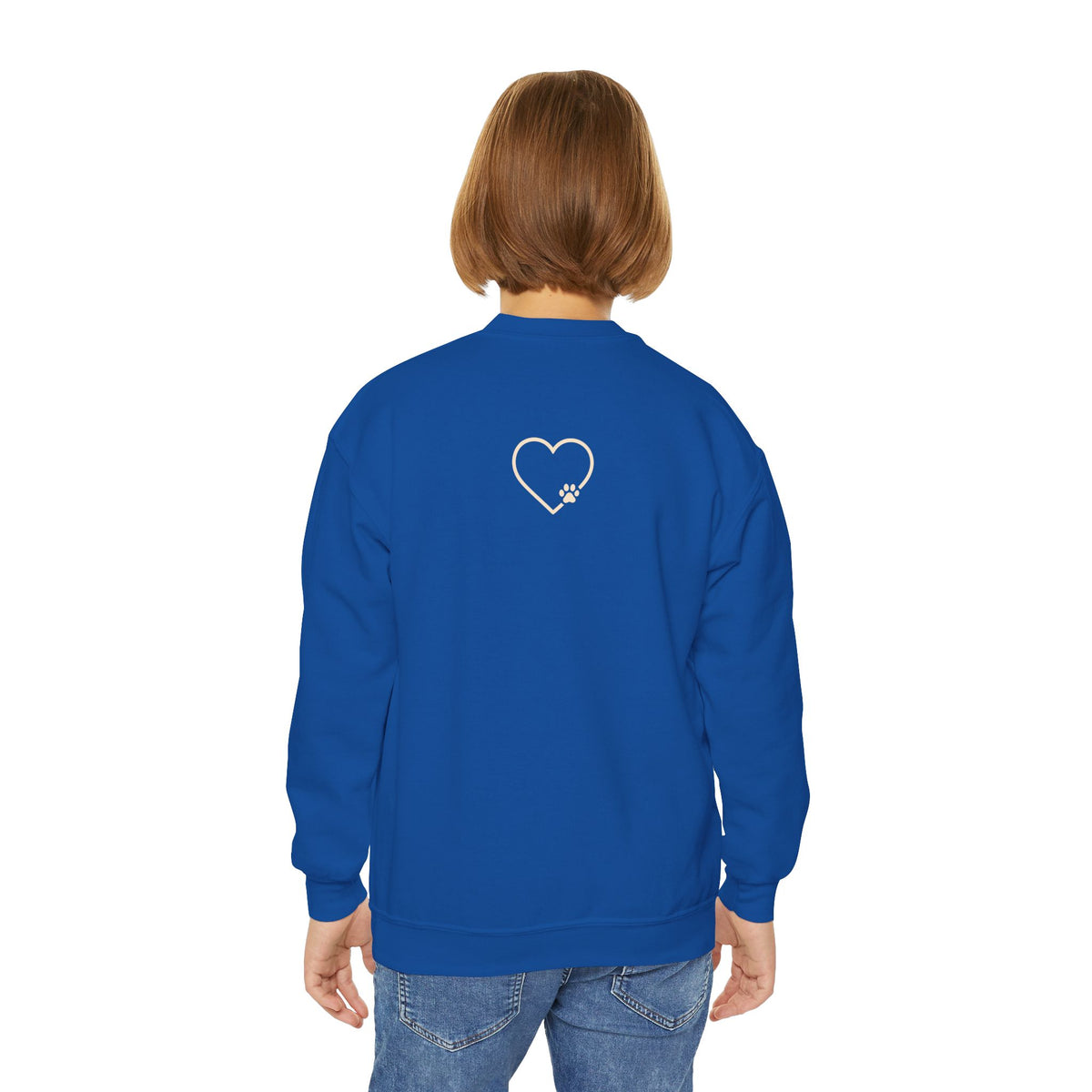 Amore Youth Crewneck Sweatshirt Heart Paw Graphic