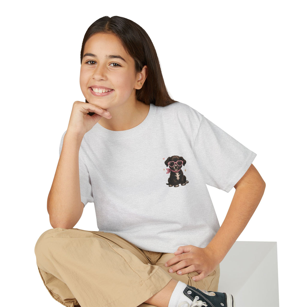 Youth T‑Shirt "Beauty and the Pup" Cute Puppy Graphic Tee