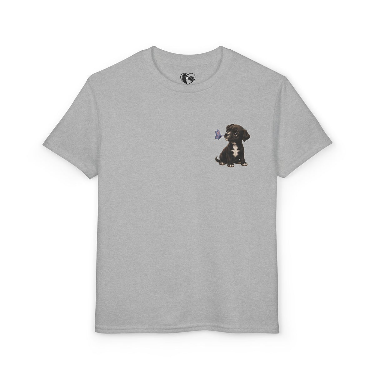 Youth T-Shirt Cute Puppy Front & “Be Happy. Be You.” Back