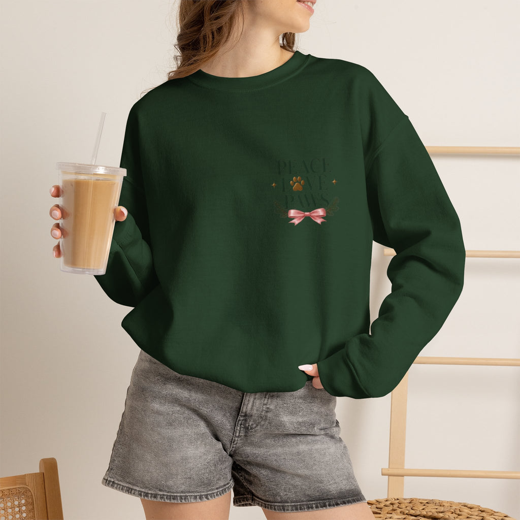 Peace Love Paws Merry Woofmas Christmas Dog Lover Crewneck Sweatshirt