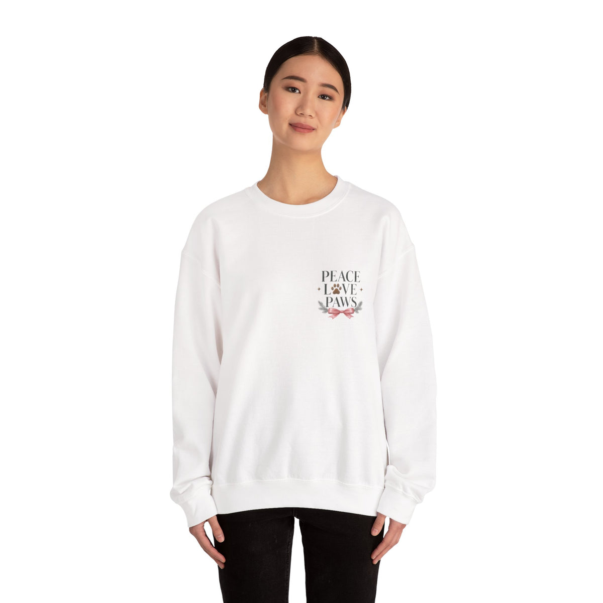 Peace Love Paws Merry Woofmas Christmas Dog Lover Crewneck Sweatshirt