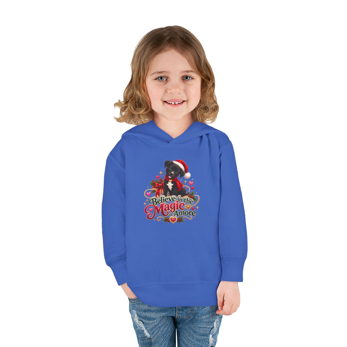 Believe in the Magic of Amoré Christmas Toddler Pullover Hoodie