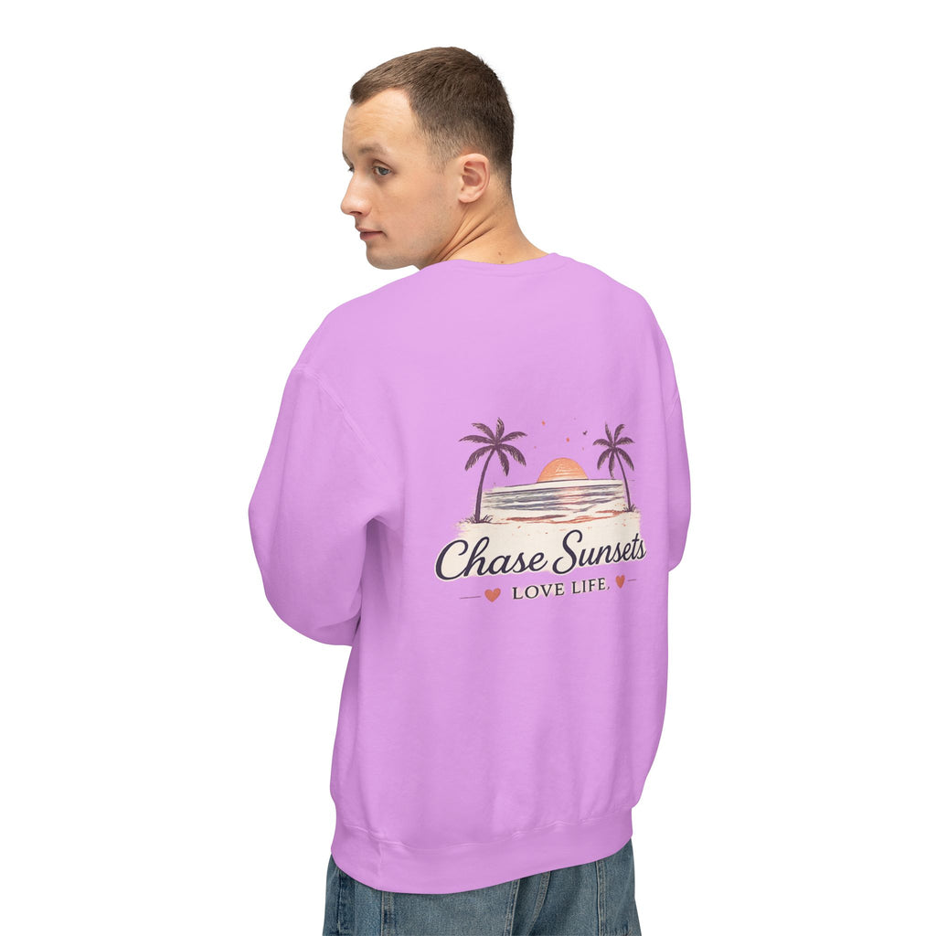 Adult Chase Sunsets Crewneck Sweatshirt Amore Silhouette Graphic