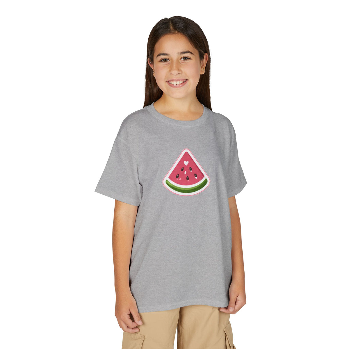 Kids Watermelon Slice T-Shirt with Amore Puppy Back Graphic