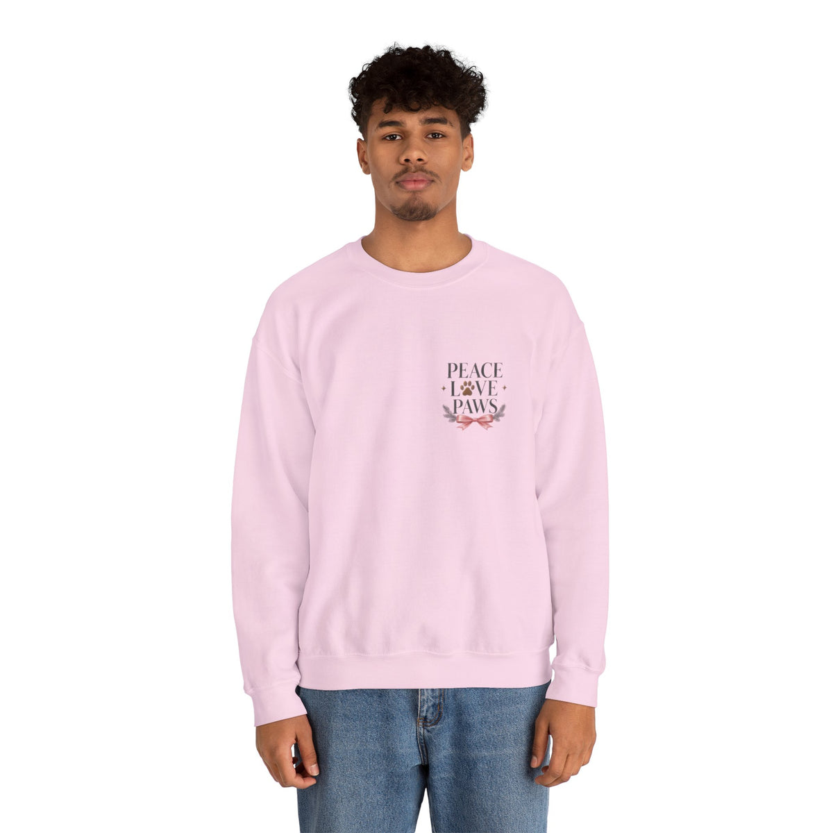 Peace Love Paws Merry Woofmas Christmas Dog Lover Crewneck Sweatshirt