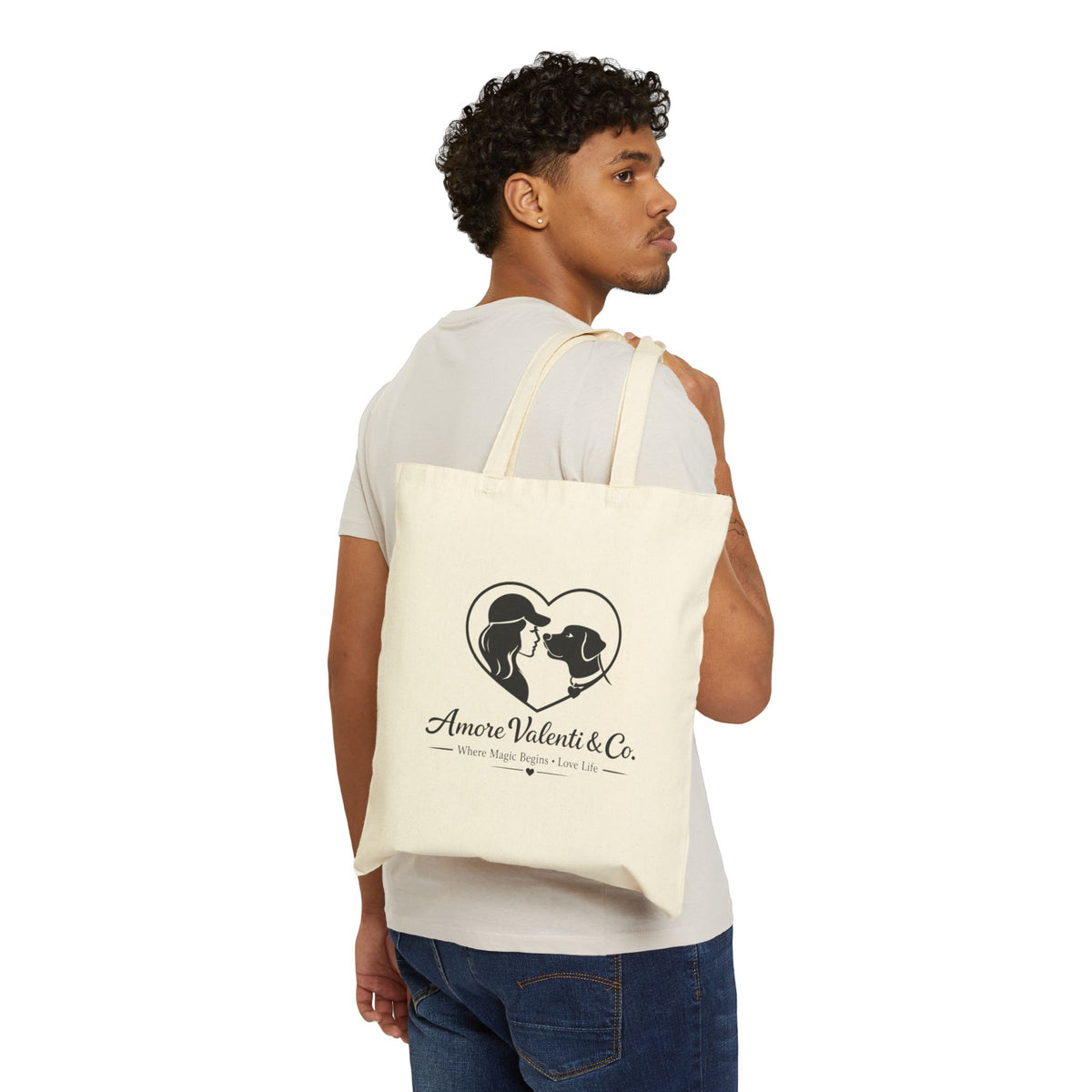 Canvas Tote Bag Amore Valenti & Co. Logo