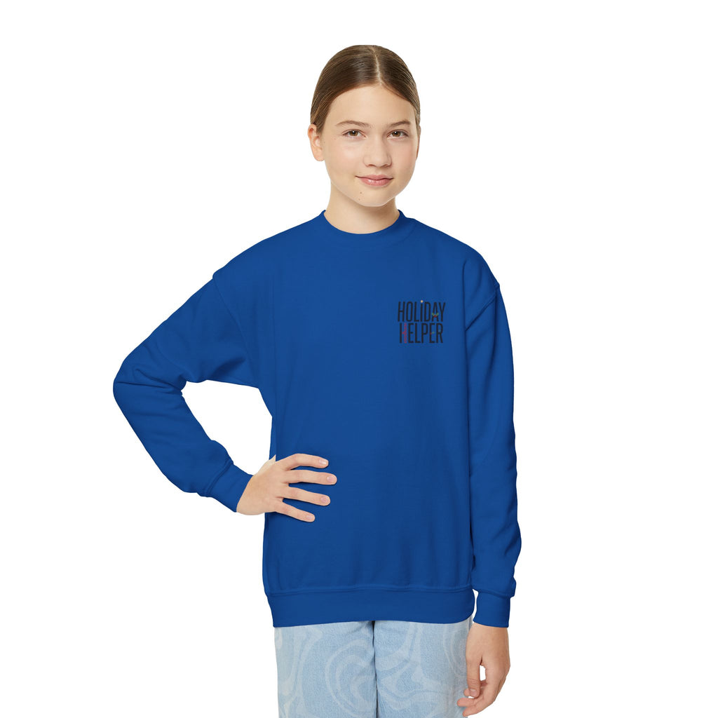 Youth Crewneck Sweatshirt — “Holiday Helper” & “All Elfed Out” Back