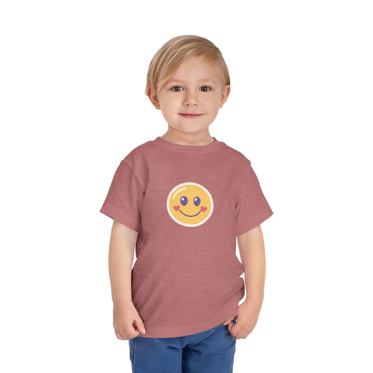 Toddler T-Shirt Smiley Face Be Happy. Be You. Backprint