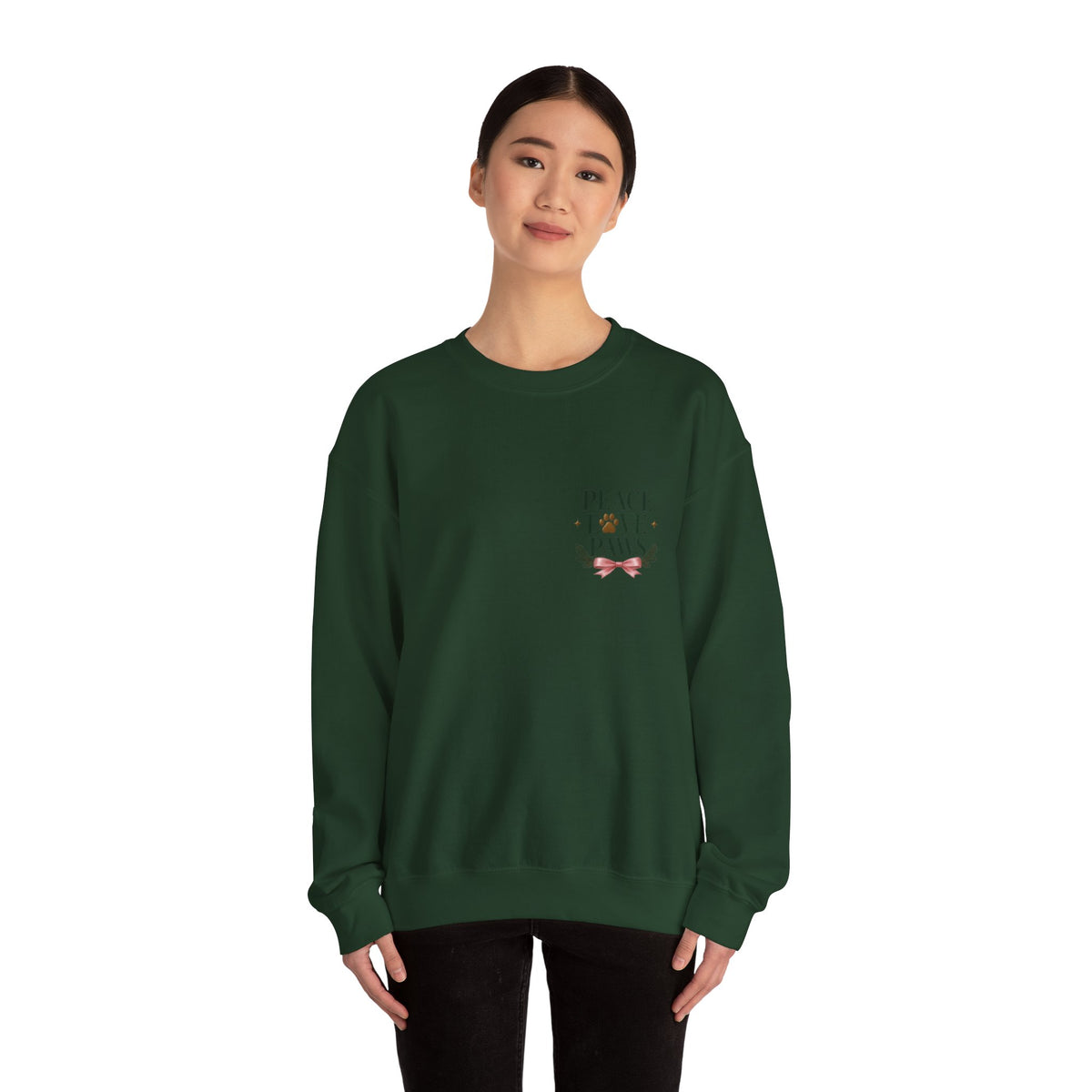 Peace Love Paws Merry Woofmas Christmas Dog Lover Crewneck Sweatshirt