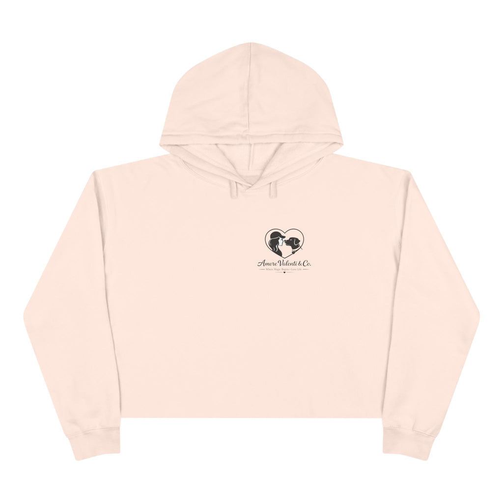 Adult Crop Hoodie Amore Valenti & Co Logo Dog Heart Silhouette