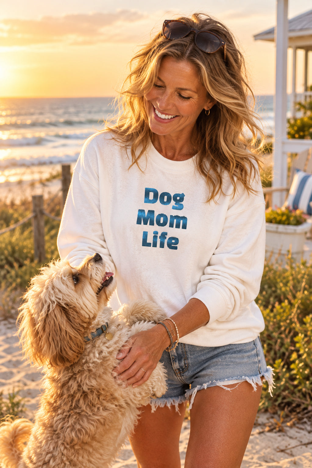 Metallic Dog Mom Life Crewneck Sweatshirt