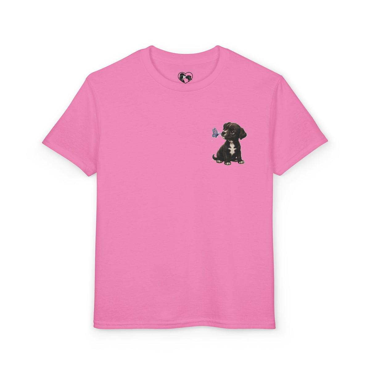 Youth T-Shirt Cute Puppy Front & “Be Happy. Be You.” Back