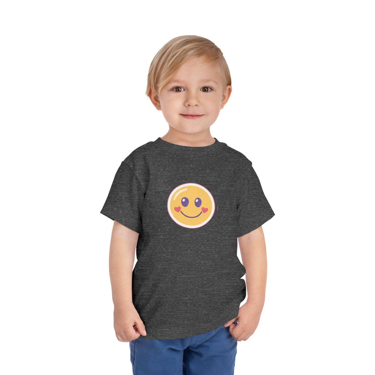 Toddler T-Shirt Smiley Face Be Happy. Be You. Backprint