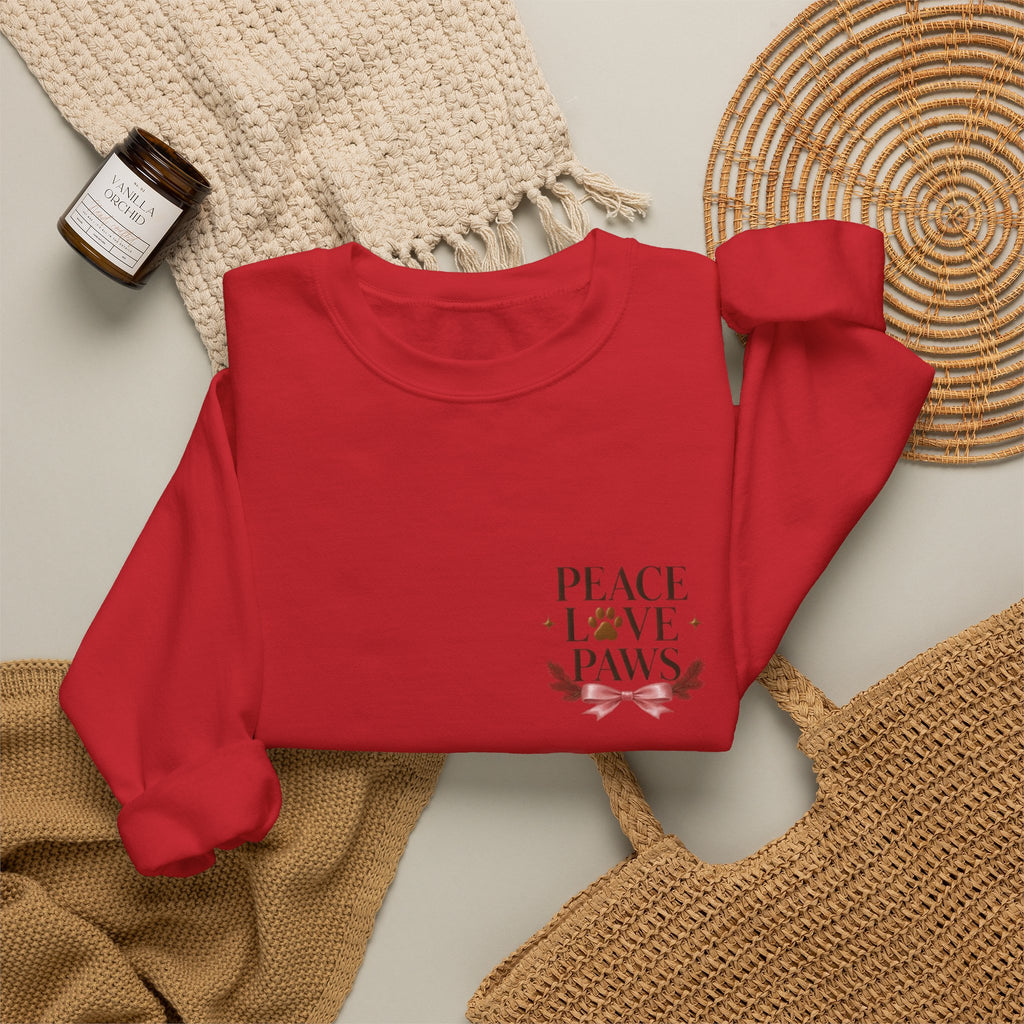 Peace Love Paws Merry Woofmas Christmas Dog Lover Crewneck Sweatshirt