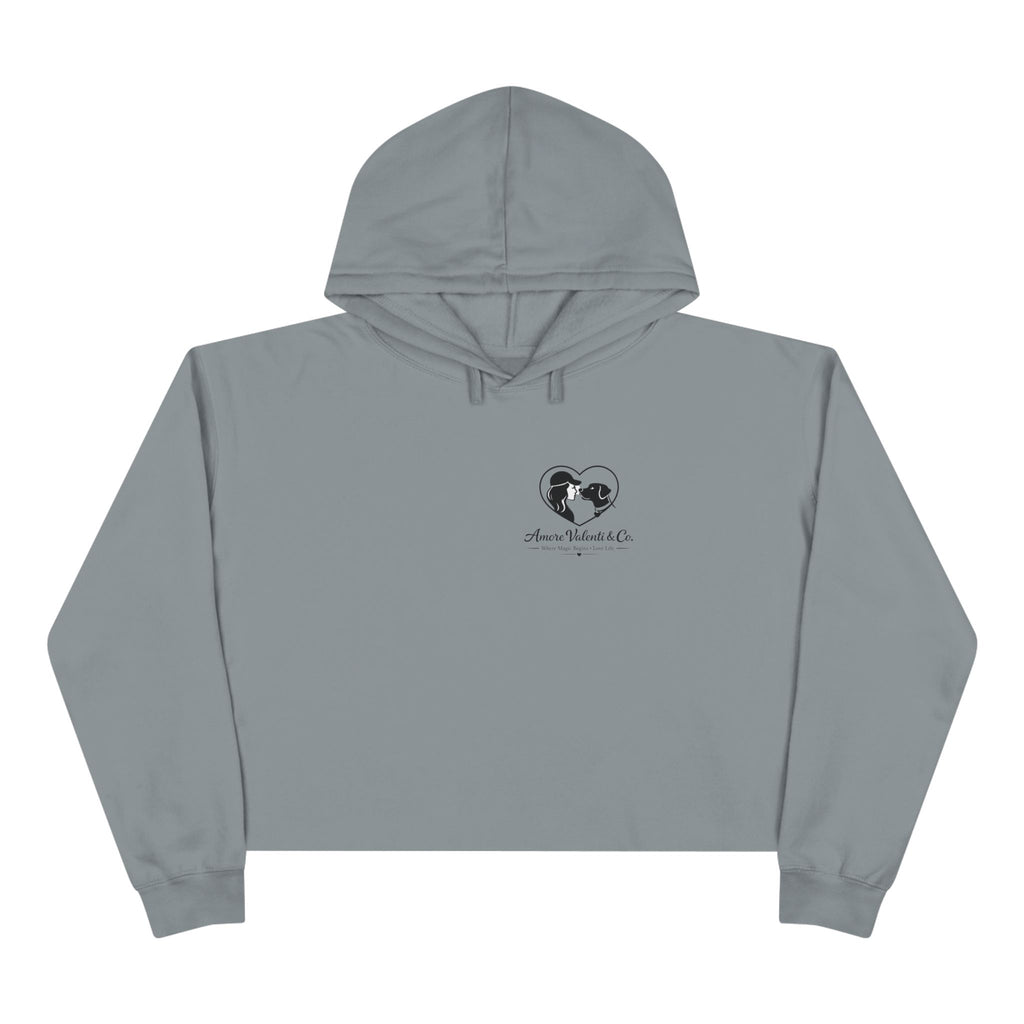 Adult Crop Hoodie Amore Valenti & Co Logo Dog Heart Silhouette
