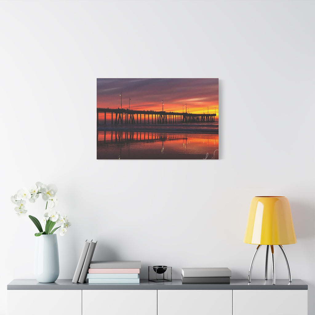 Sunset Pier Canvas Print — Matte Stretched Wall Art (1.25")