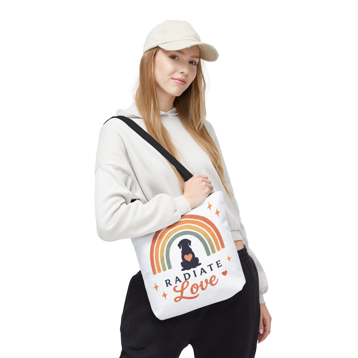 Radiate Love Dog Rainbow Tote Bag