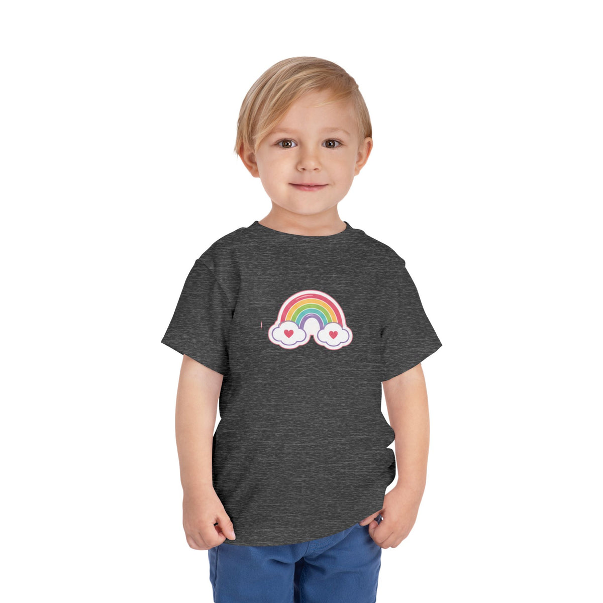 Toddler Rainbow with Heart Clouds T-Shirt