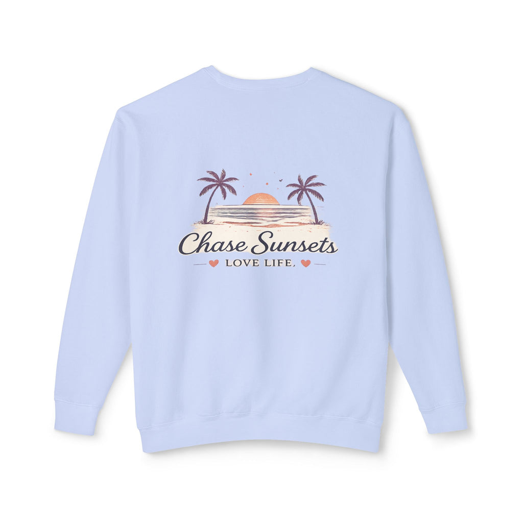 Adult Chase Sunsets Crewneck Sweatshirt Amore Silhouette Graphic