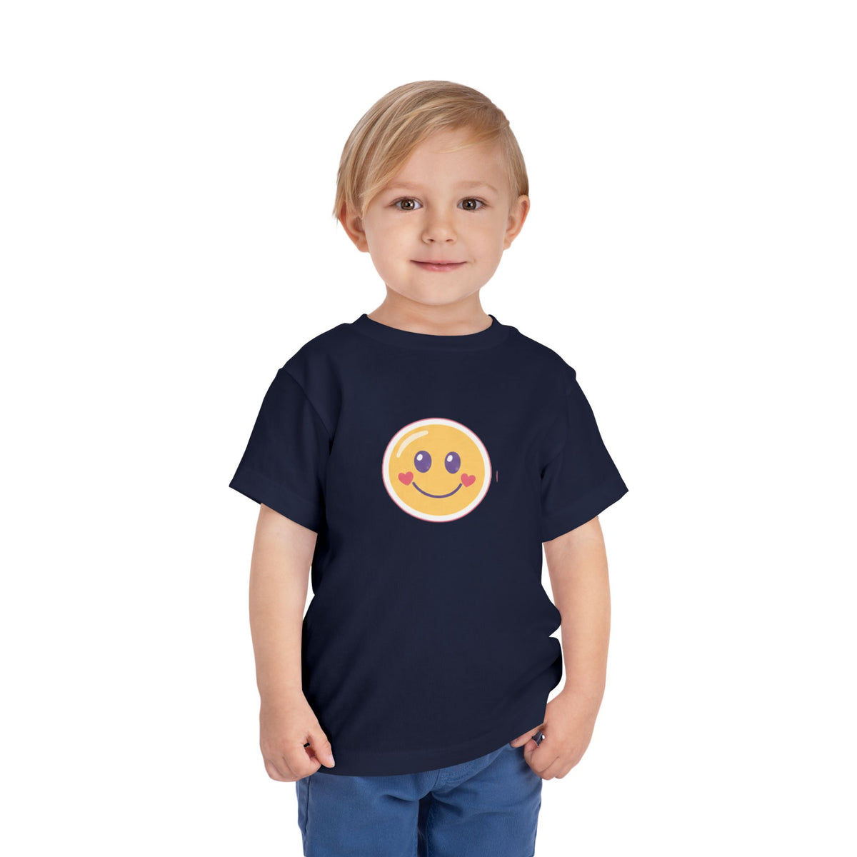 Toddler T-Shirt Smiley Face Be Happy. Be You. Backprint