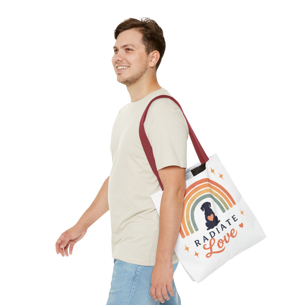 Radiate Love Dog Rainbow Tote Bag