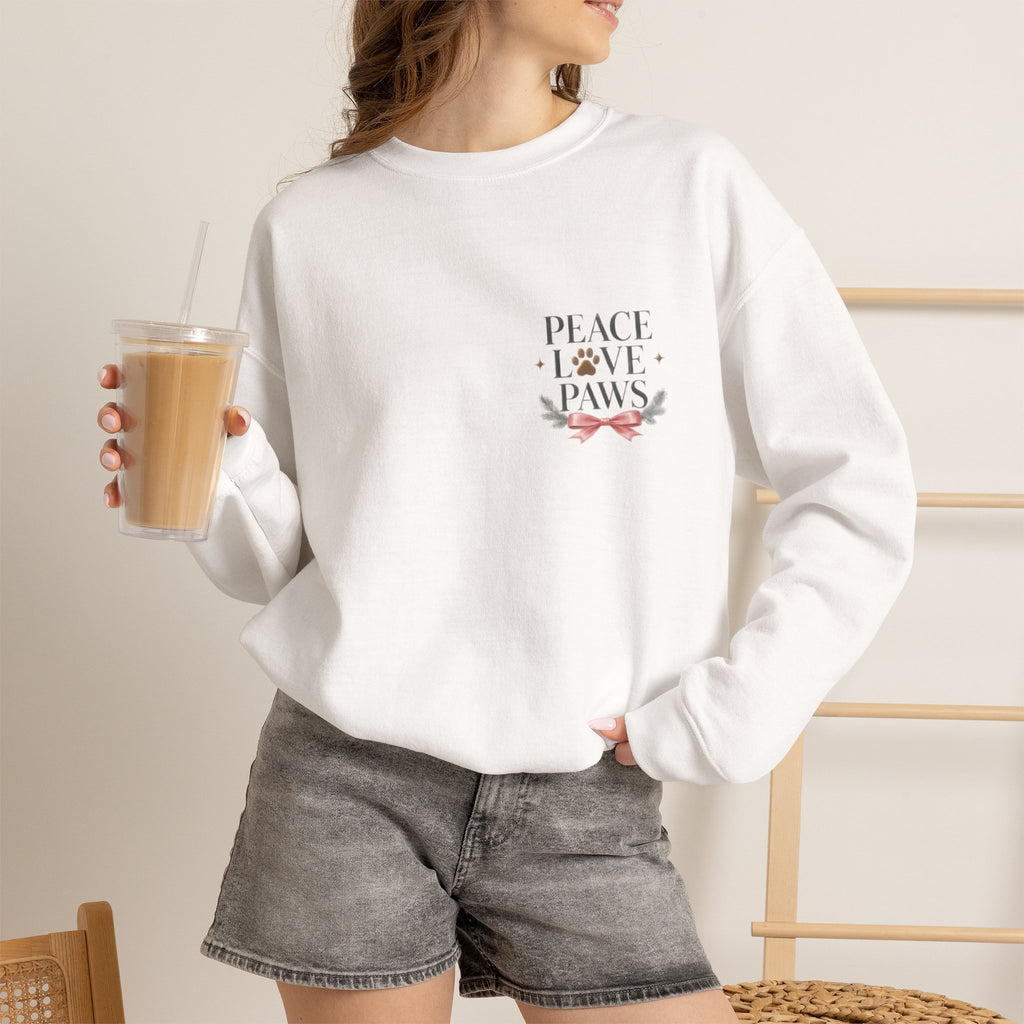Peace Love Paws Merry Woofmas Christmas Dog Lover Crewneck Sweatshirt